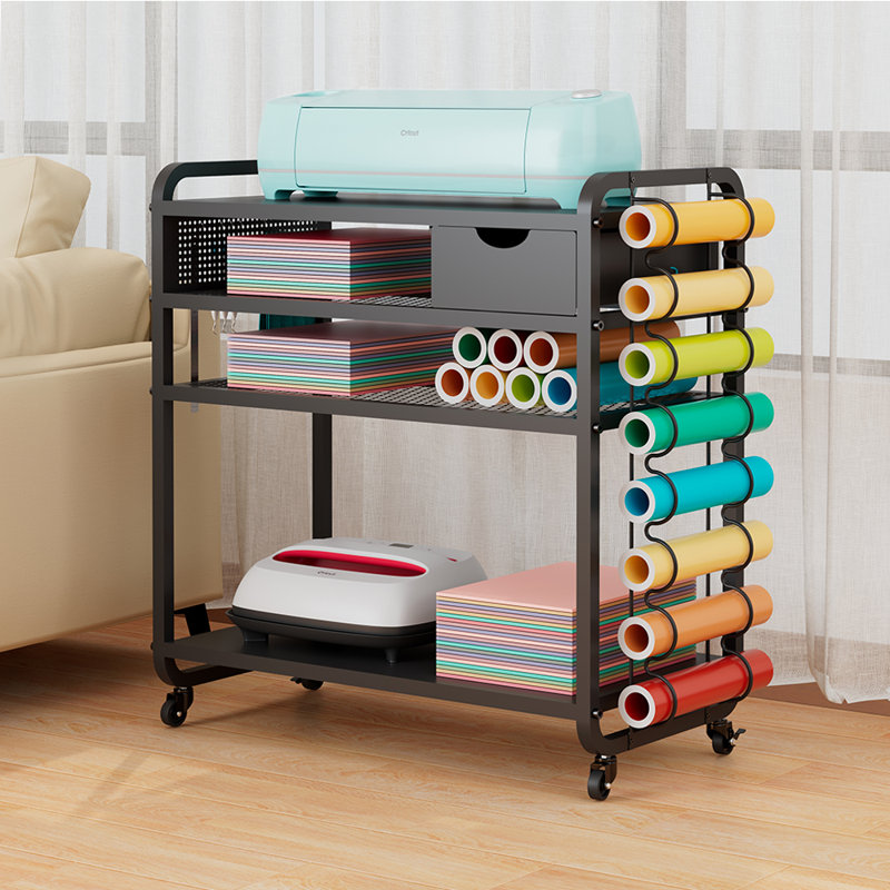 4 Tier Craft Sewing Table Rolling Craft Storage Cart With DIY Pegboard