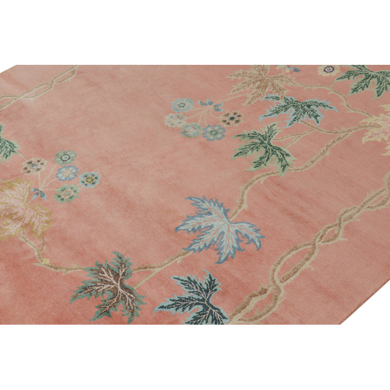 Hand Knotted Wool Floral Area Rug, Rectangle 10' x 14'