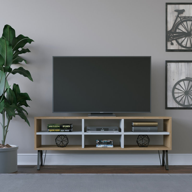 Meuble télé pour téléviseur de 50 po ou moins Chaytan, Chêne / blanc