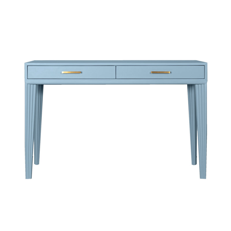 Gauthier Solid Wood Writing Desk, Pool Blue