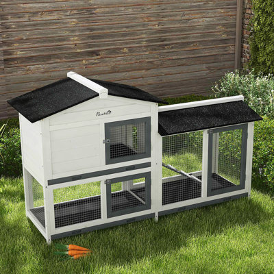 Versatile Wooden Rabbit Hutch With Spacious Run And Protective Roof