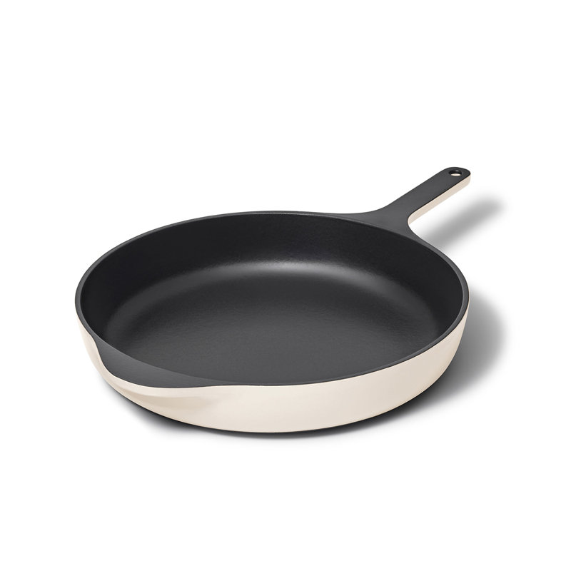 Caraway 12" Enameled Cast Iron Large Skillet, Cream, Cream
