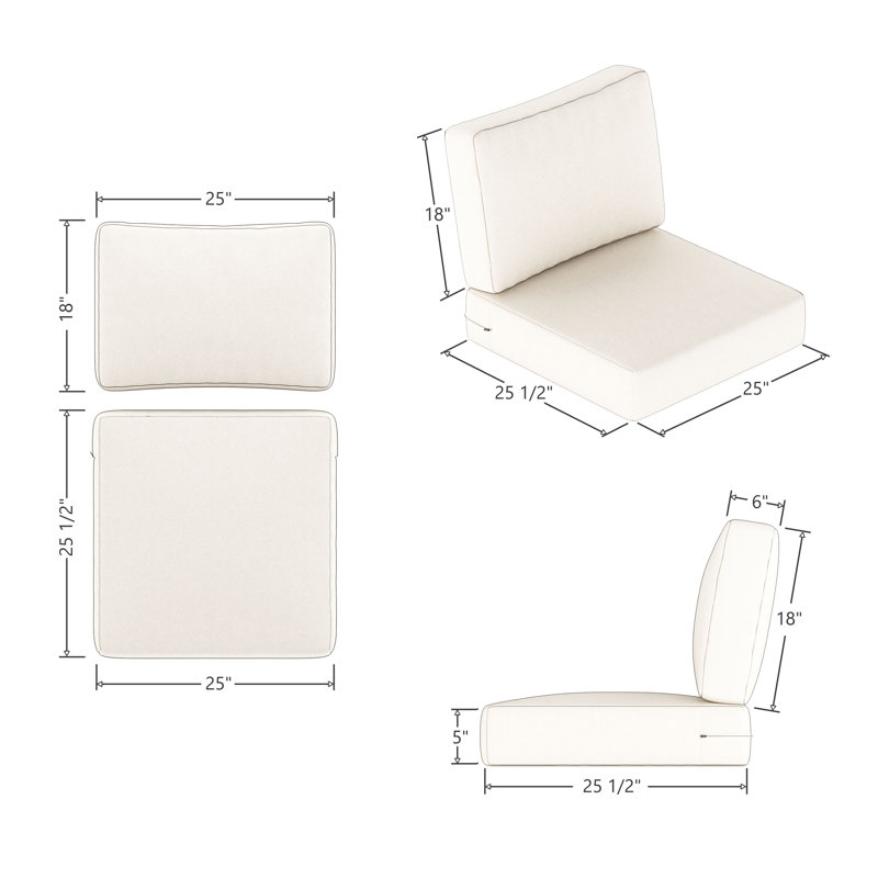 Outdoor 5'' Lounge Chair Seat / Back Cushion, Textured Stone