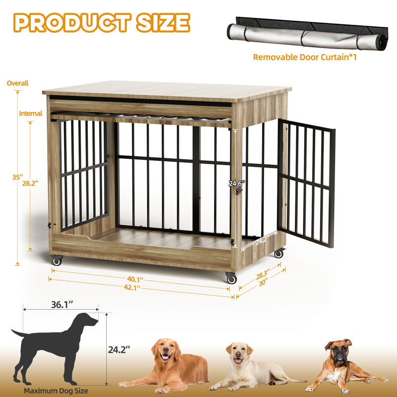 Mobilier de caisse en mélamine pour chien, Moyen (l 42,1 po x P 30 po), Beige/gris