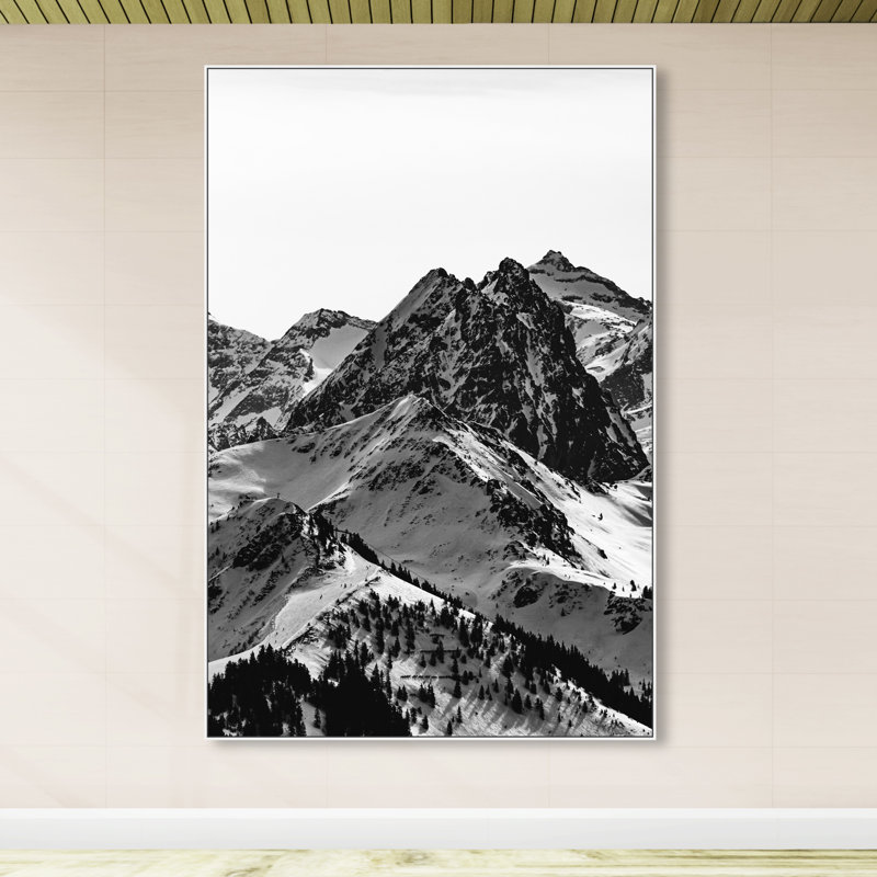 " Up The Mountain Snowy Mountains ", 15" H x 10" W, White Framed