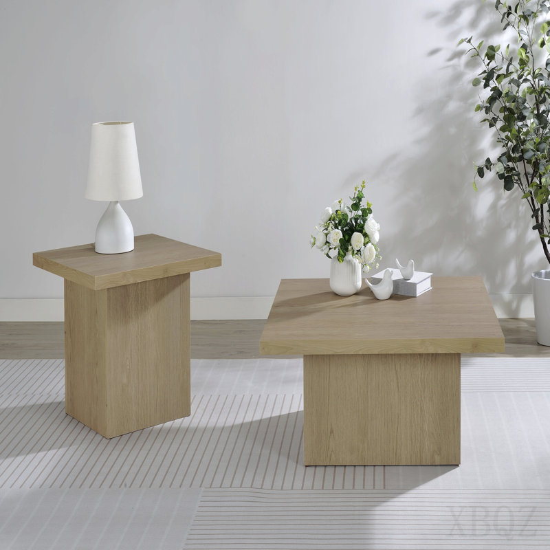 Table basse carrée en bois d'ingénierie, café au lait