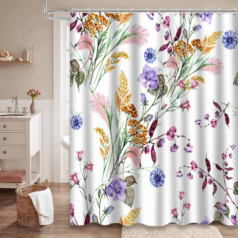 Bouquet de fleurs colorées aquarelle blanche sauvage avec 12 crochets, L 72 po x l 78 po