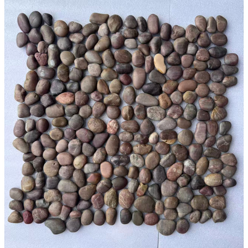  12" x 12" Red Cranberry River Pebbles Mosaic Sheet Wall & Floor Tile