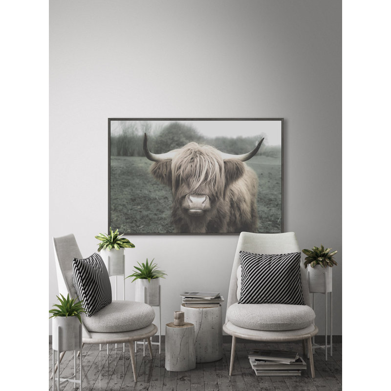 Shaggy Cattle Hair - Print, Floater Grey Framed Canvas, 30cm H x 30cm W x 3.81cm D