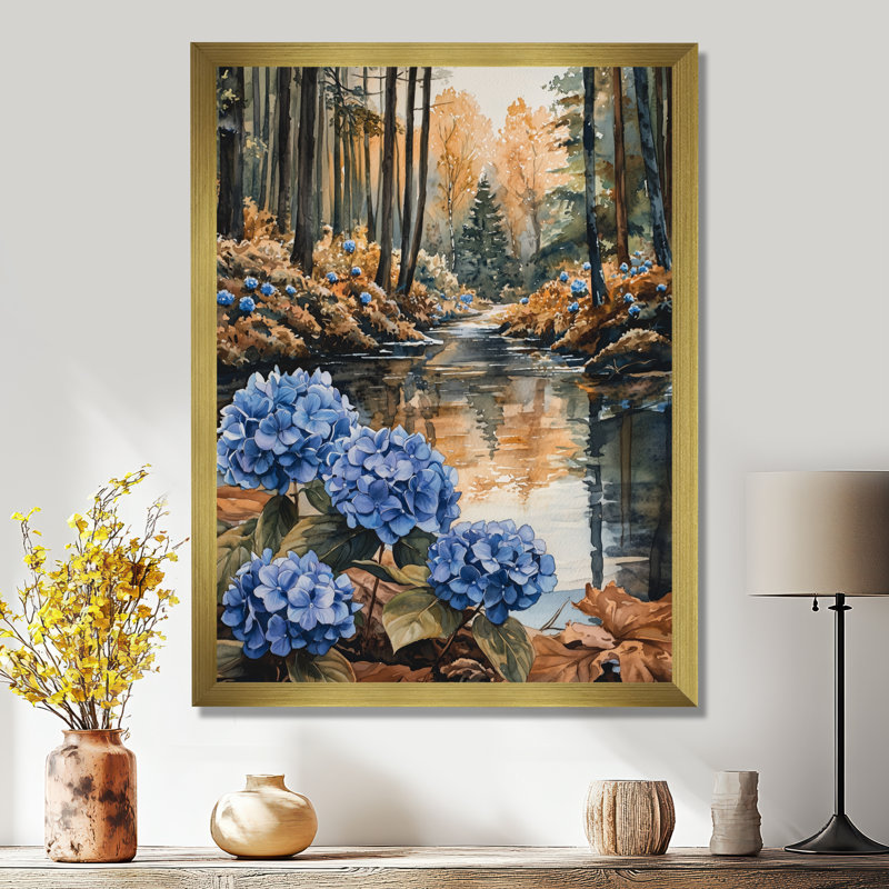 Gitika - Décoration murale florale, H 40 po x l 30 po, Reproduction encadrée d'une seule photo, Doré