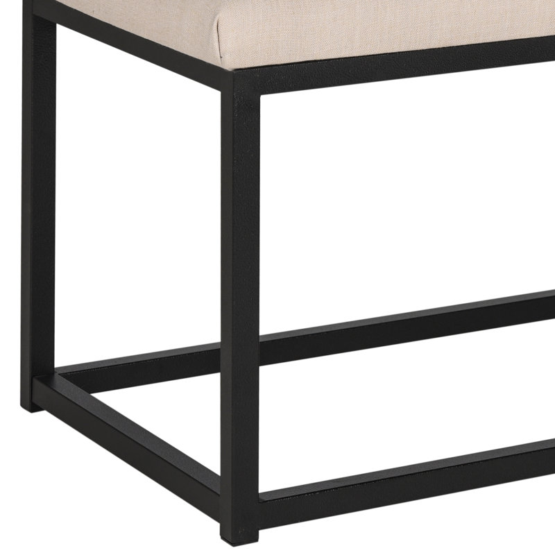 Linen Upholstered Bench, Beige Linen