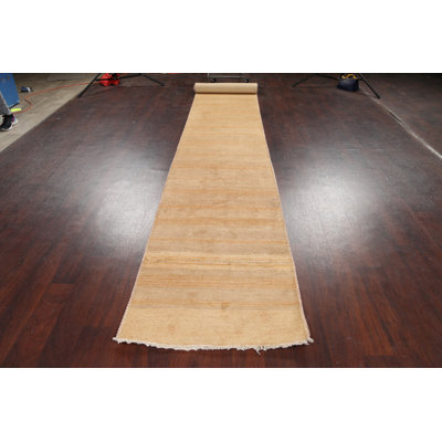 One-of-a-Kind Hand-Knotted New Age 2'4" x 16'2" Runner Wool Area Rug in Beige