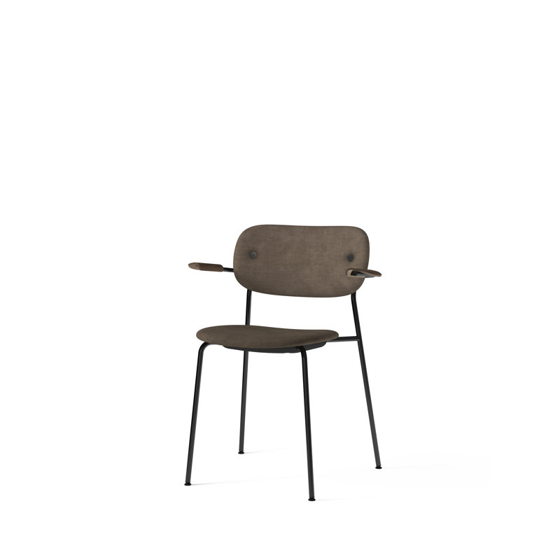 Co Upholstered Arm Chair, Dark Stained Oak, Bouclé 02 Acrylic, Chrome