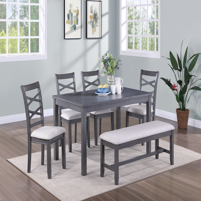 Table de salle à manger moderne 6 pièces avec 4 chaises d'appoint et un banc