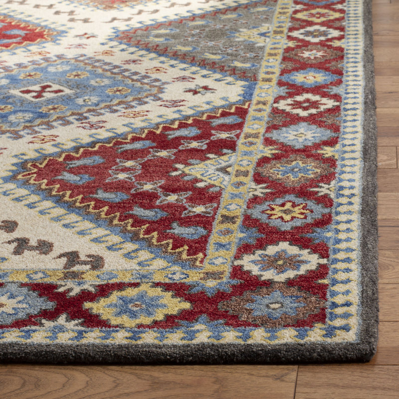 Antiquity Hand-Tufted Wool/Cotton Red/Ivory Area Rug, Rectangle 5' x 8'