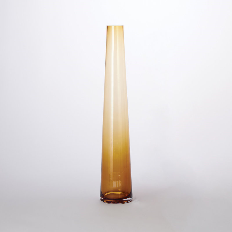 Vase de table en verre fait à la main, Ambre, H 27,75 po x l 5,25 po x P 5,25 po