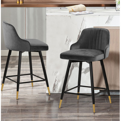Swivel Velvet Upholstered Counter & Bar Stool