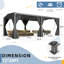 Pergola à persiennes l 12 pi x P 20 pi - Cadre en A en aluminium avec toit incliné réglable anti-pluie, drainage dissimulé, rideaux imperméables et moustiquaire - gris foncé