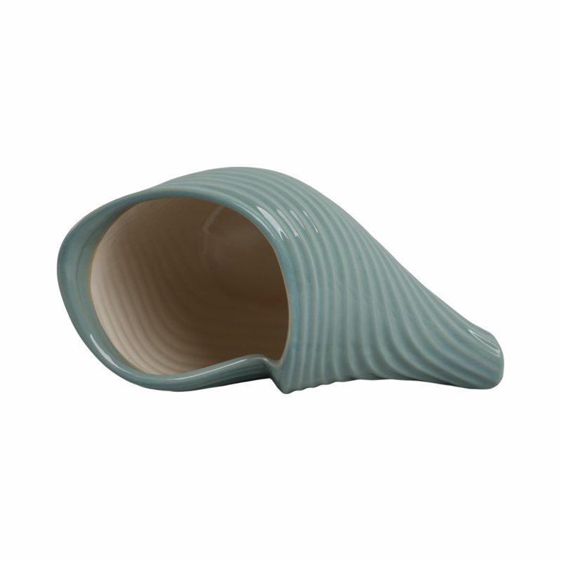 17" Seaside Blue Ceramic Shell Planter