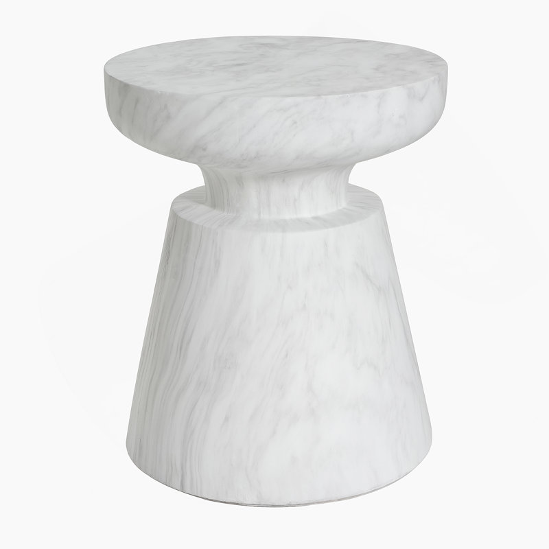Table d'appoint d'extérieur en travertin Ponti, blanc, Blanc
