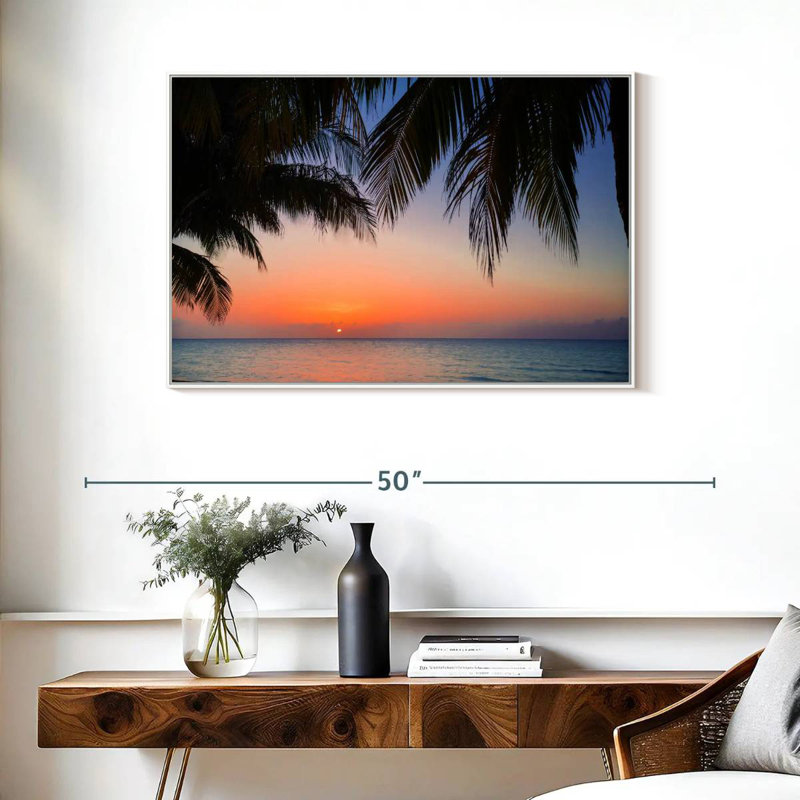 Coucher de soleil Cayo Coco Lilie, Cadre flottant blanc, 37 po x 25 po