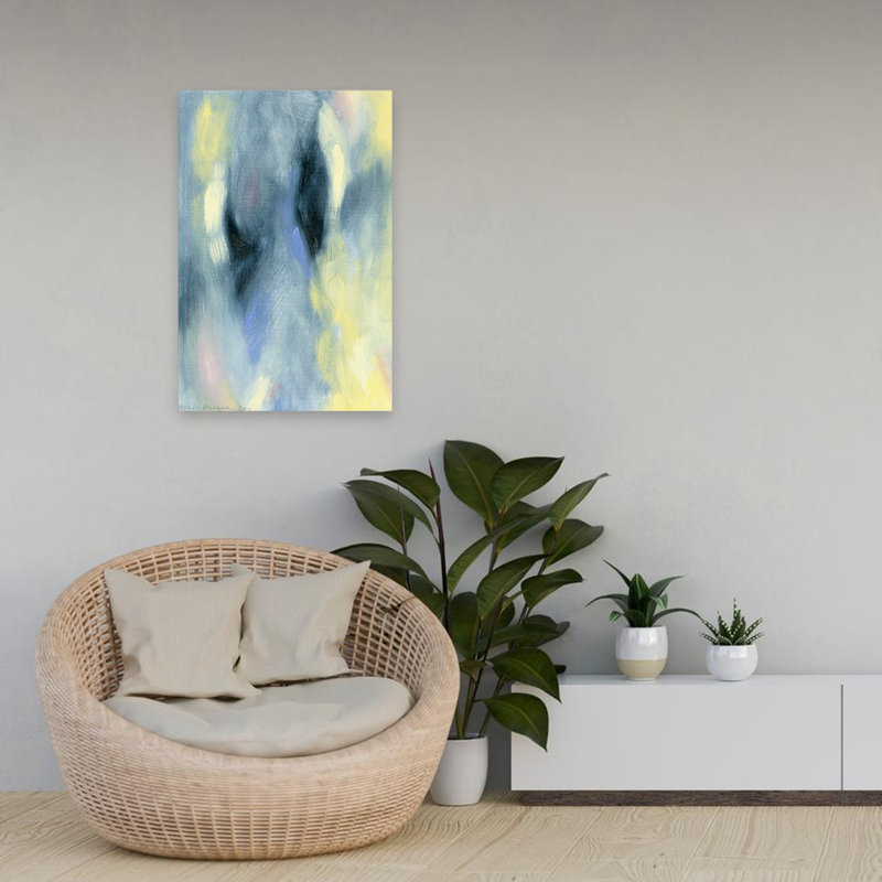Art ombré éthéré et bleu mouvement, H 24 po x l 16 po