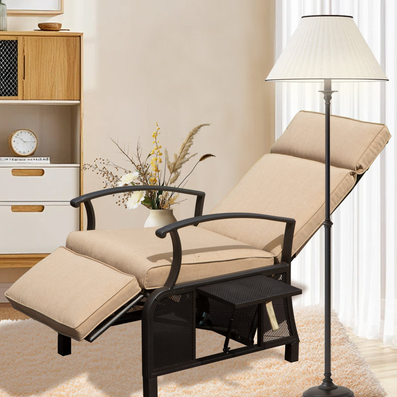 Chaise de patio inclinable avec coussins, Beige