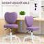 Chaise de bureau à dossier en forme de cœur mauve, réglable en hauteur, pivotante à 360 degrés, tissu en lin et mousse douce, parfaite pour le dortoir de la coiffeuse