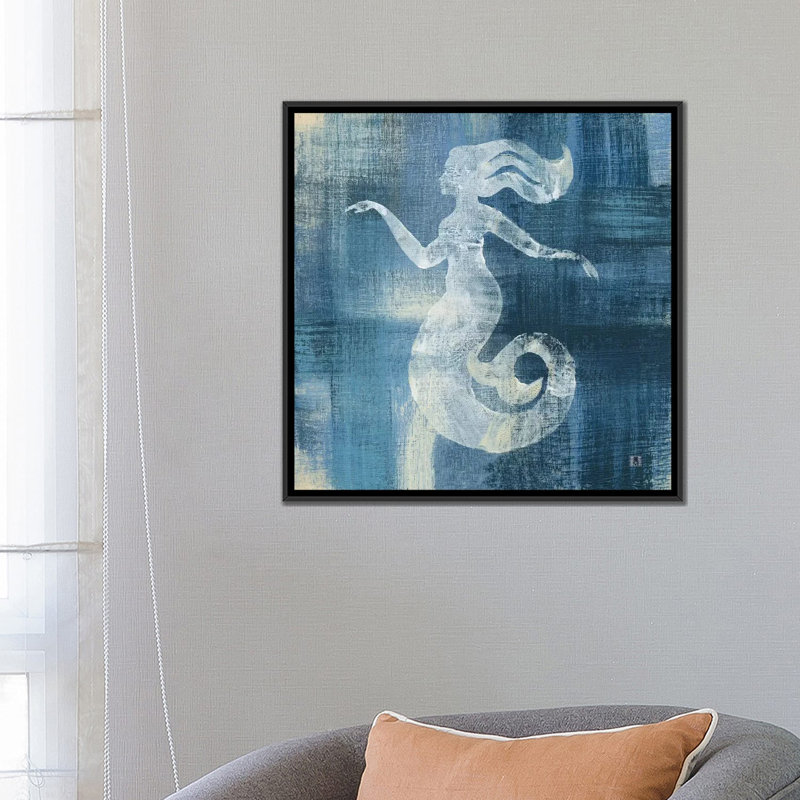 " Batik Seas IV " by Studio Mousseau, 18" H x 18" W x 1.5" D, Black Framed Canvas, No Mat