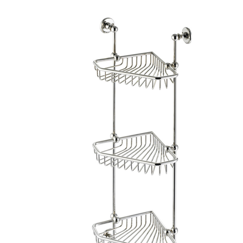 Three Tier Corner 22.8346" H x 10.1181" W Bathroom Shelf, Satin Nickel