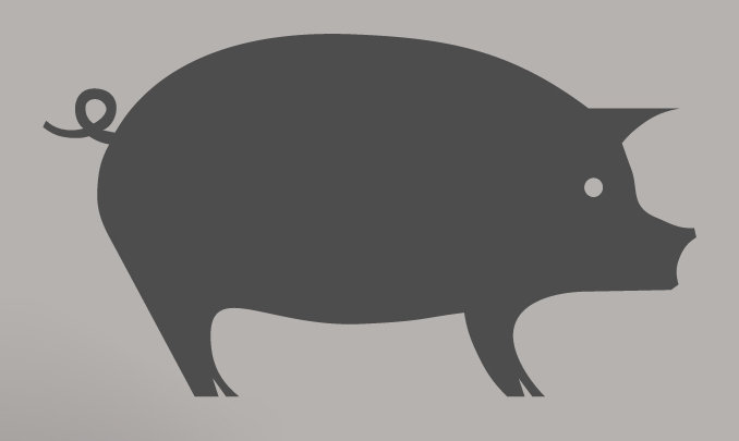 Décalcomanie murale porc, Gris foncé
