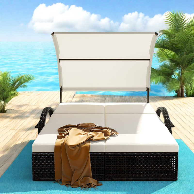 Méridiennes de patio réglables, lit de jour double en acier Hdpe moderne pour piscine