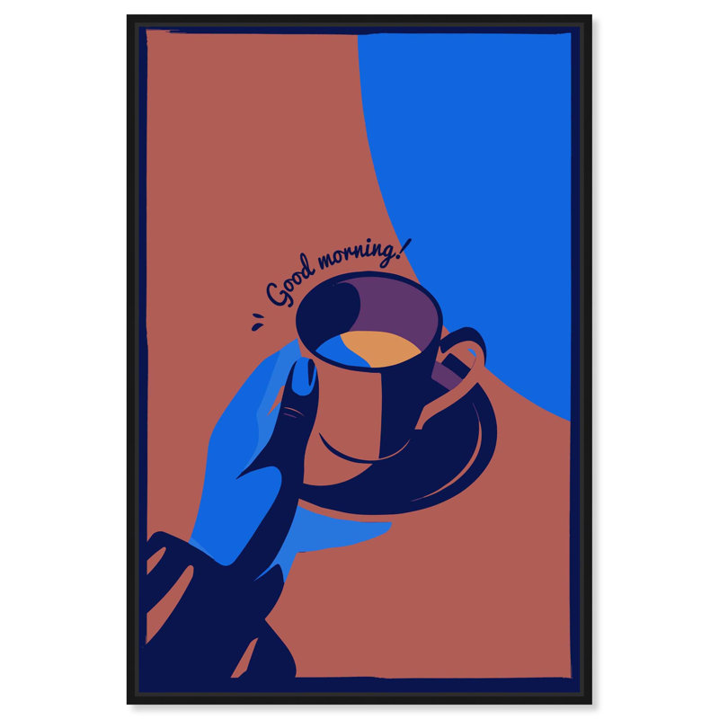 Good Morning Deco Canvas by Art Remedy, Gallery Wrapped, 37" H x 25" W, Floater Frame, Gold