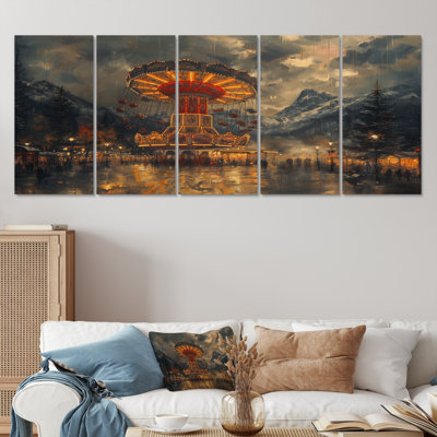 Carousel Amusement Parks Adventure V - Ensemble de salon d'art mural avec parcs d'attractions