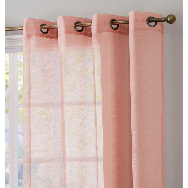 Carmille Semi-Sheer Grommet Curtain Panels, 54" W x 84" L, Blush Pink