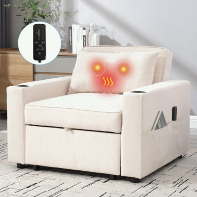 Sofa with side pocket, Massage and Heat Pillow