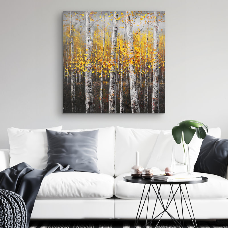Sunny birch trees - 32"x32" art on canvas