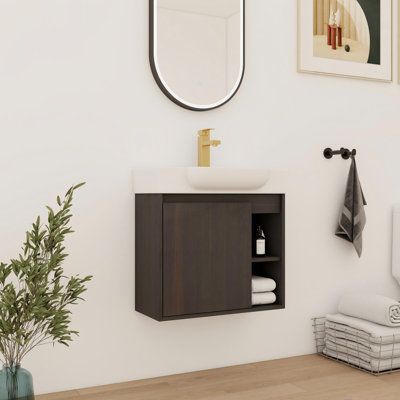 Meuble-lavabo simple 24 po avec comptoir en céramique 24 po