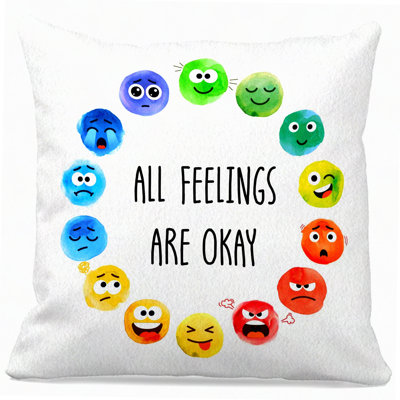 Emotion Wheel Cushion - Decorative Pillow Cover for Mental Health Awareness in Classroom and School Counselor Office