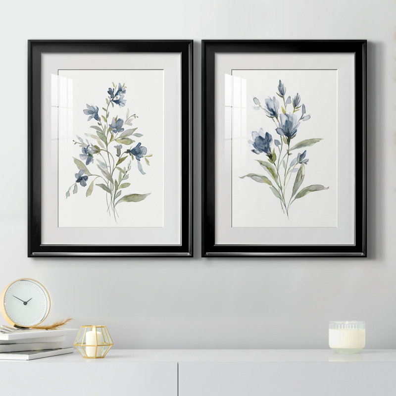 Linen Botanical III - ensemble de 2 reproductions d'art, H 22,5 po x l 30,5 po, Impression encadrée avec passe-partout, Noir