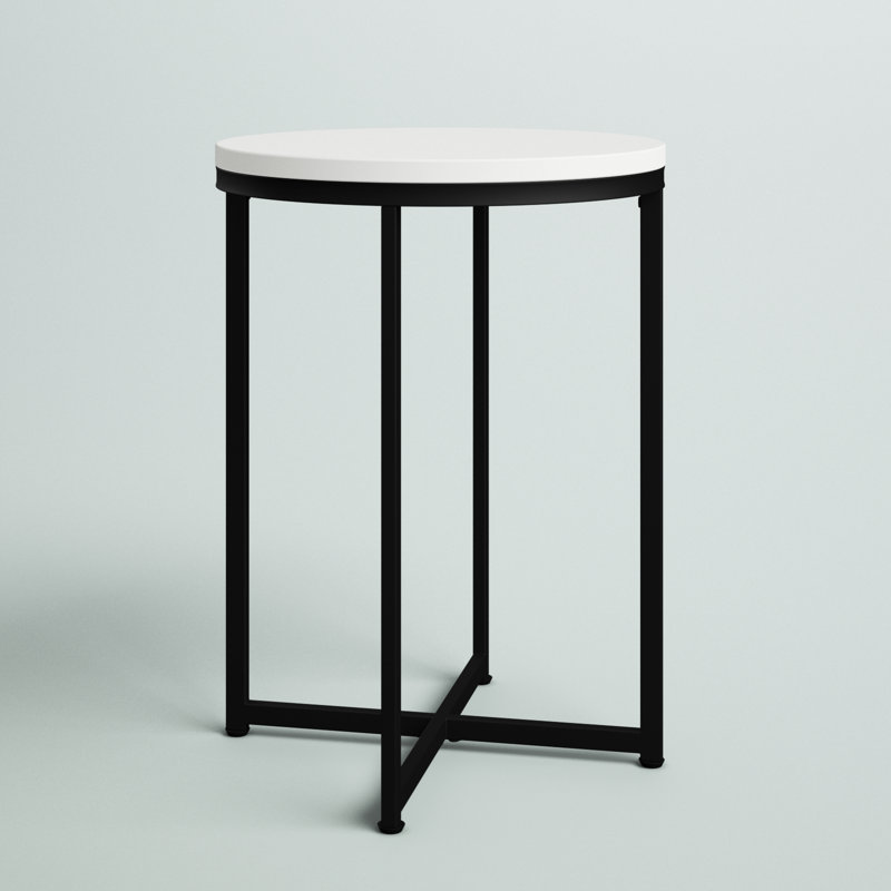 Table de bout Hampstead Collection - Table d'appoint moderne en stratifié avec structure entrecroisée, Noir mat, Blanc