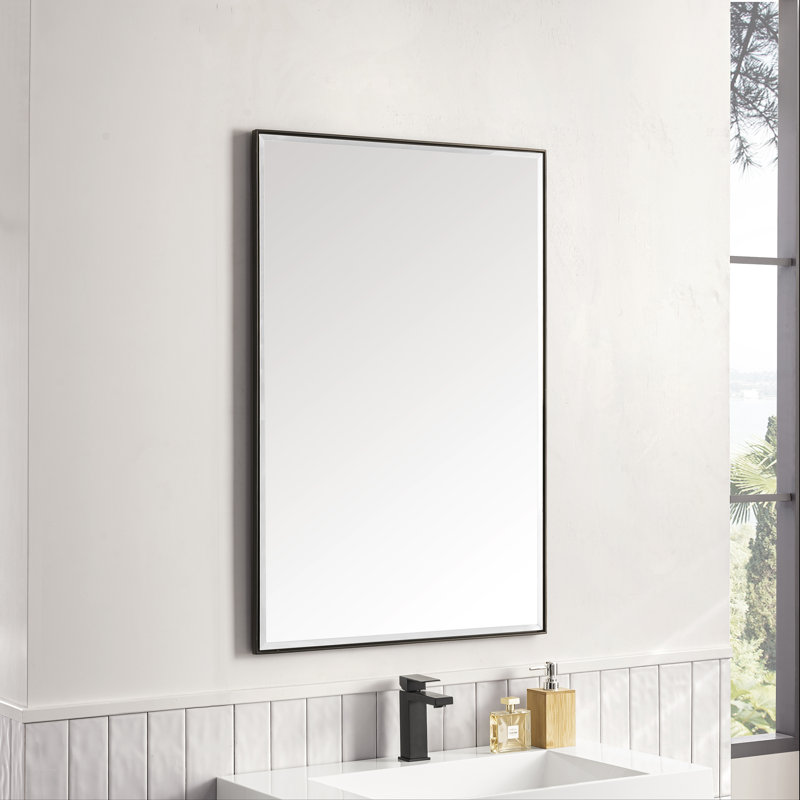 Miroir de salle de bain Rohe, L 26 po x H 40 po, Noir mat