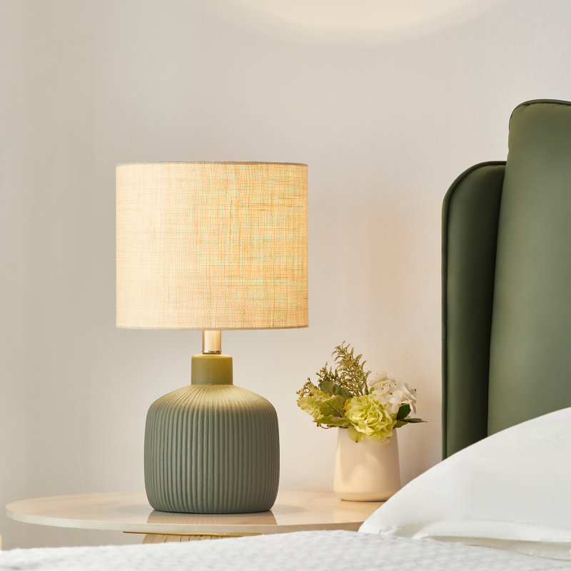 17.5" Ceramic Table Lamp, Green