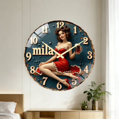 Horloge murale rétro en pin