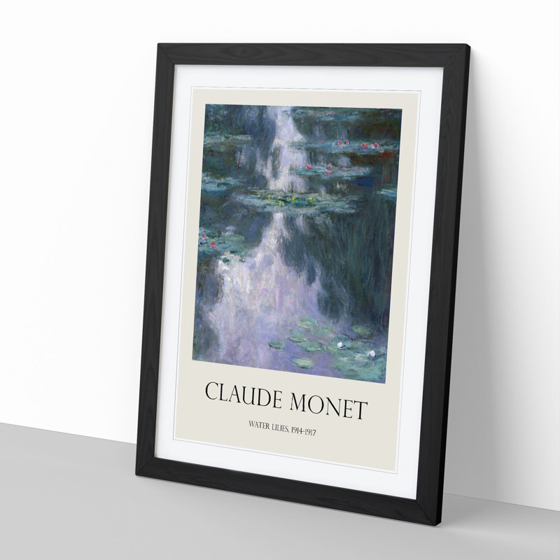 Water Lilies Lily Pond Vol.23 by Claude Monet - Picture Frame Art Prints, 65cm H x 48cm W x 2cm D, Black Framed