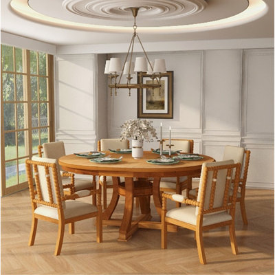Ensemble de table de salle à manger 7 pièces avec rallonge et 7 chaises rembourrées
