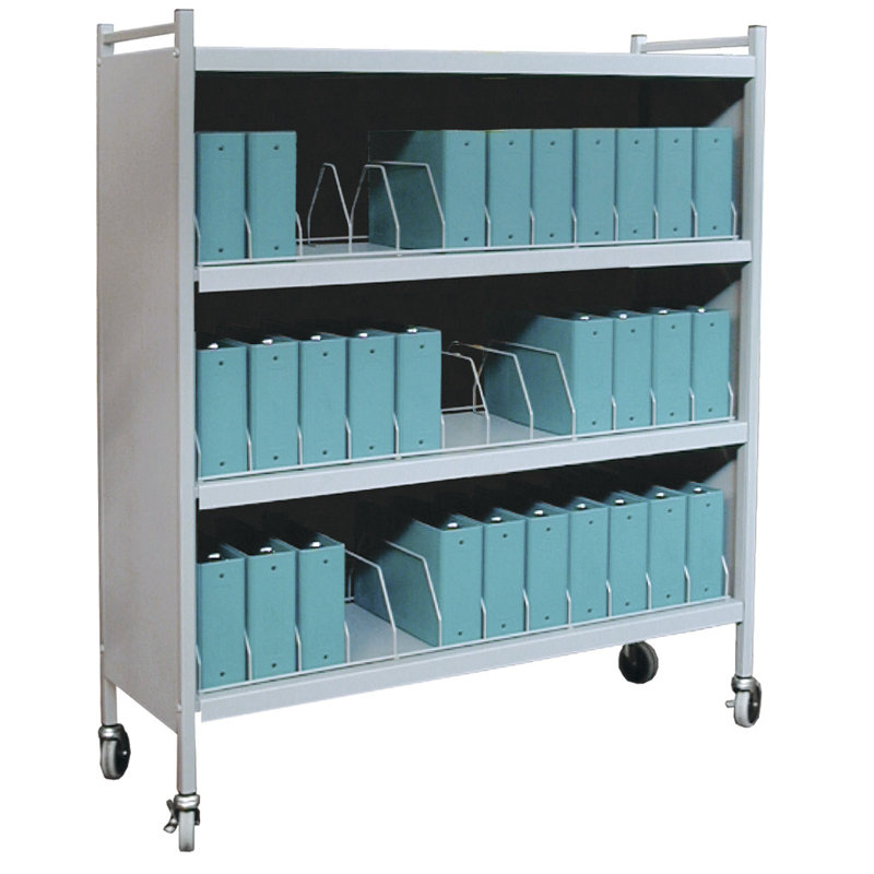 Big Beam 55.13'' H x 49.75'' W File Cart with Wheels, Light Gray