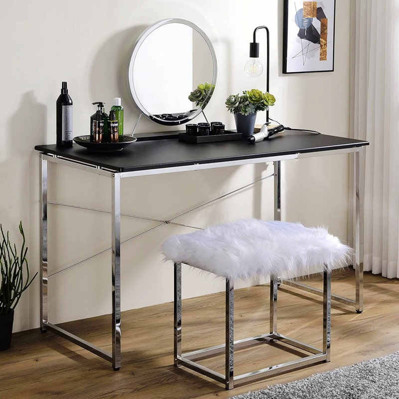 Writing Desk, Rectangular Desk With Metal Frame