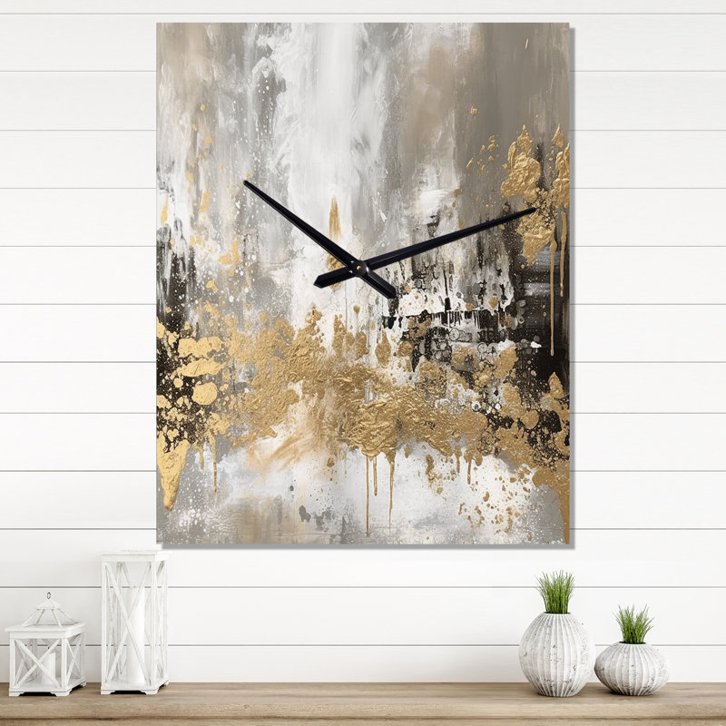 Horloge murale moderne abstrait doré, H 28 po x l 12 po x P 1 po
