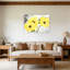 Anémone jaune, cadre en bois à l'arrière, art mural floral, l 36 po x L 24 po